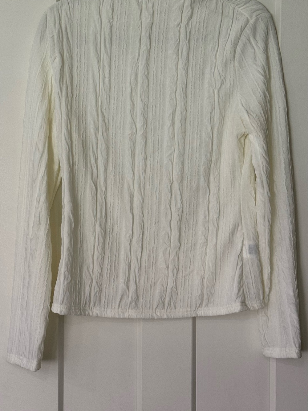 SHEIN White Ribbed Long-Sleeve Crew Neck Top
